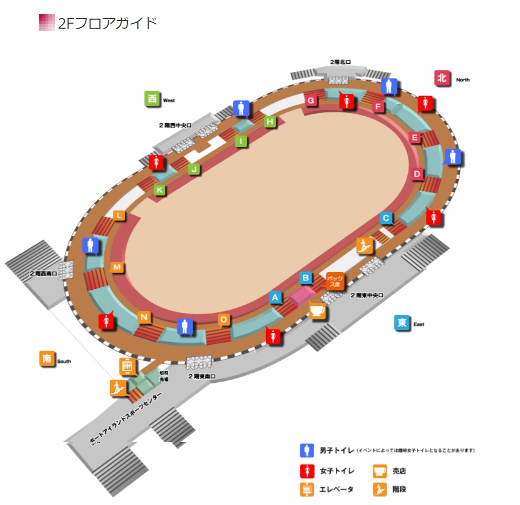 神戸ワールド記念ホールの2Fのフロアマップ